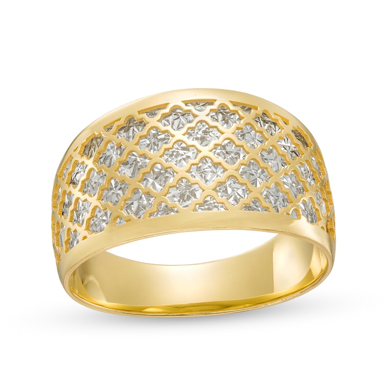 Italian Brilliance™ Diamond-Cut Lattice Ring in 14K Two-Tone Gold - Size 7