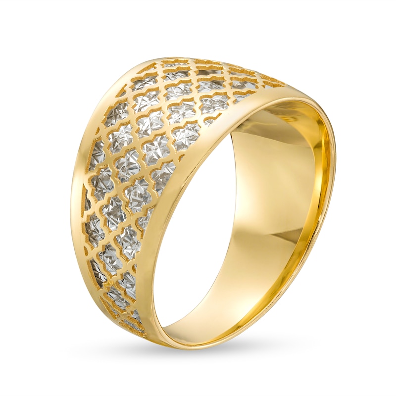 Italian Brilliance™ Diamond-Cut Lattice Ring in 14K Two-Tone Gold - Size 7