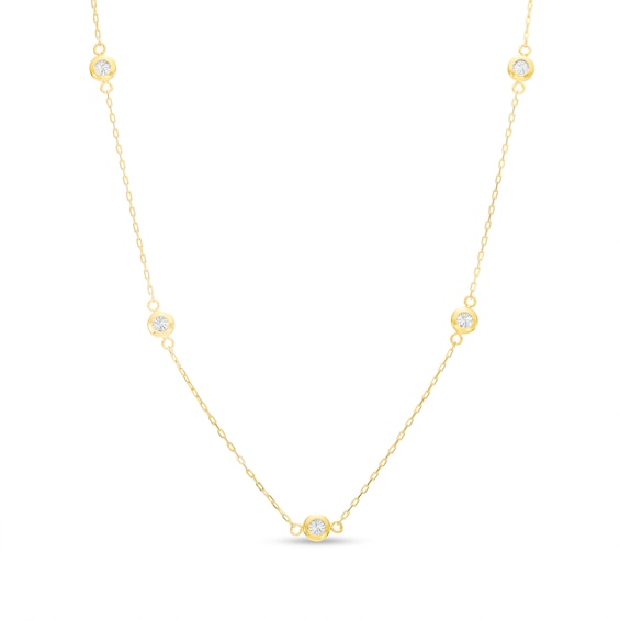 Italian Brilliance™ Diamond-Cut Circle Station Necklace in 14K Gold