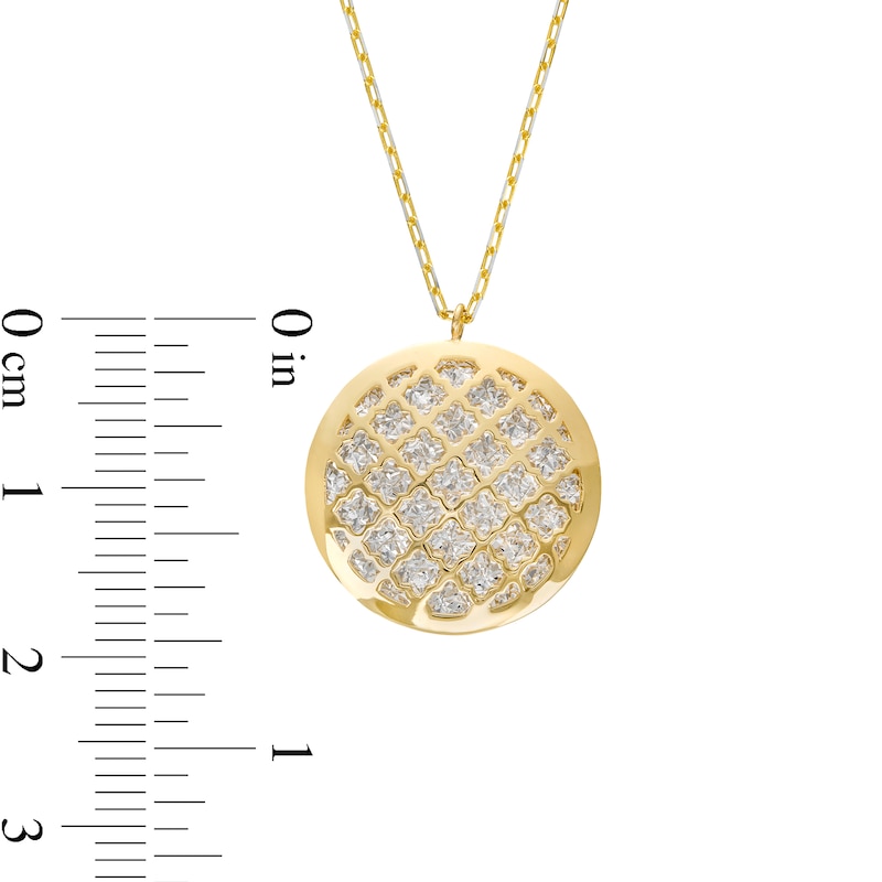 Diamond-Cut Lattice Circle Pendant in 14K Two-Tone Gold