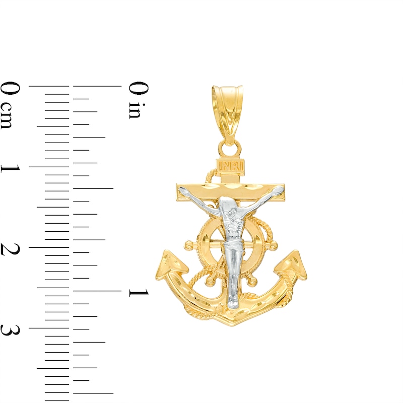 Main Image 2 of Mariner's Crucifix Necklace Charm in 14K Two-Tone Gold