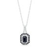 Thumbnail Image 1 of Emerald-Cut Blue Sapphire and 0.07 CT. T.W. Diamond Double Frame Split Bail Pendant in 10K White Gold