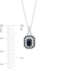 Thumbnail Image 3 of Emerald-Cut Blue Sapphire and 0.07 CT. T.W. Diamond Double Frame Split Bail Pendant in 10K White Gold