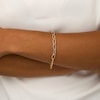 Italian Brilliance™ 6.5mm Alternating Diamond-Cut Paper Clip Link Chain Bracelet in Hollow 14K Two-Tone Gold – 7.5"