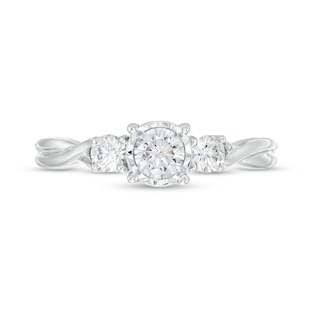 0.50 CT. T.W. Diamond Past Present Future® Twist Shank Engagement Ring in 10K Gold