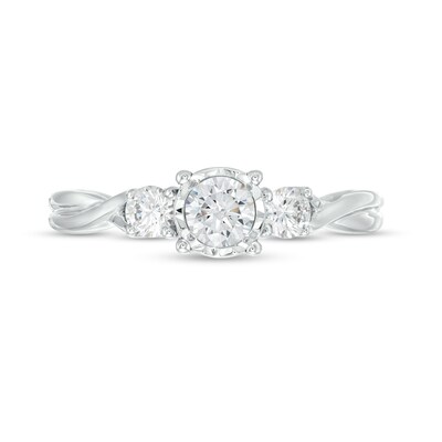 0.50 CT. T.W. Diamond Past Present Future® Twist Shank Engagement Ring in 10K Gold