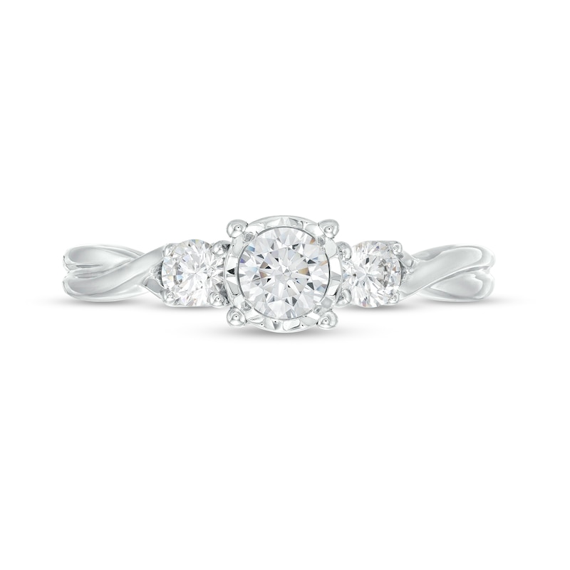 0.50 CT. T.W. Diamond Past Present Future® Twist Shank Engagement Ring in 10K Gold