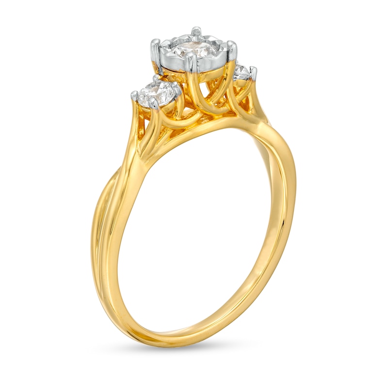 Main Image 3 of 0.50 CT. T.W. Diamond Past Present Future® Twist Shank Engagement Ring in 10K Gold