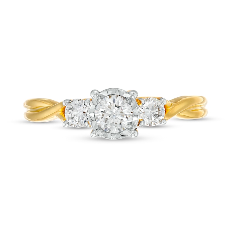 Main Image 4 of 0.50 CT. T.W. Diamond Past Present Future® Twist Shank Engagement Ring in 10K Gold