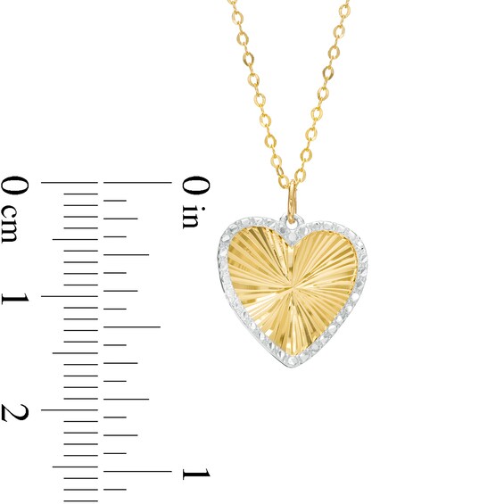 Diamond-Cut Heart Pendant in 14K Two-Tone Gold
