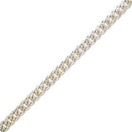 Oro Diamante™ Diamond-Cut 4.5mm Cuban Curb Chain Bracelet in Hollow 14K Two-Tone Gold – 7.5&quot;