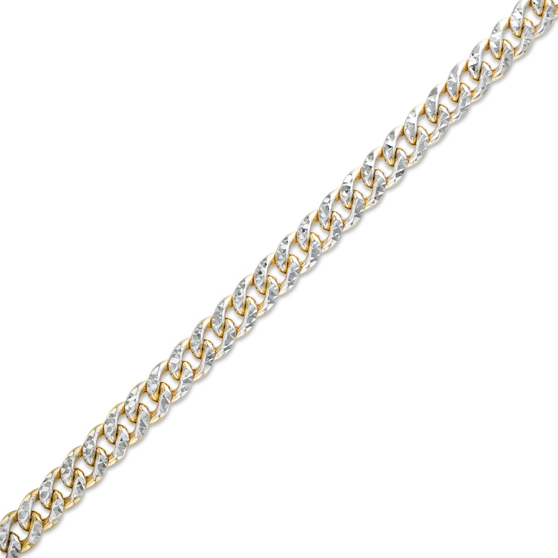 Oro Diamante™ Diamond-Cut 4.5mm Cuban Curb Chain Bracelet in Hollow 14K Two-Tone Gold – 7.5"