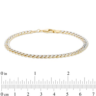 Oro Diamante™ Diamond-Cut 4.5mm Cuban Curb Chain Bracelet in Hollow 14K Two-Tone Gold – 7.5"