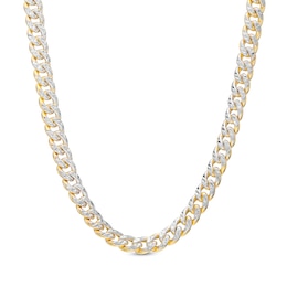 Italian Brilliance™ Diamond-Cut 4.5mm Semi-Solid Cuban Curb Chain Necklace in 14K Two-Tone Gold