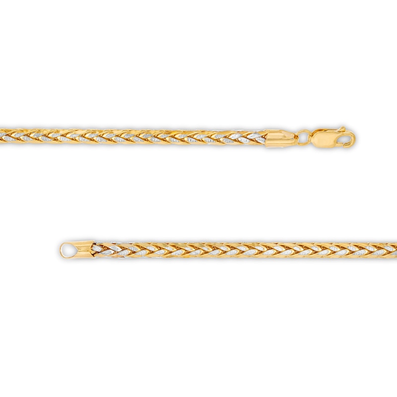 Diamond-Cut 4.5mm Wheat Chain Necklace in Hollow 14K Two-Tone Gold – 22"