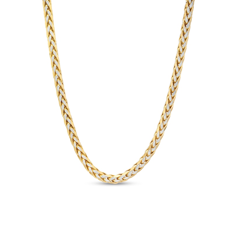 Diamond-Cut 3.5mm Wheat Chain Necklace in Hollow 14K Two-Tone Gold|Peoples Jewellers