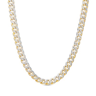 Oro Diamante™ Diamond-Cut 10.0mm Cuban Curb Chain Necklace in Hollow 14K Two-Tone Gold – 22"