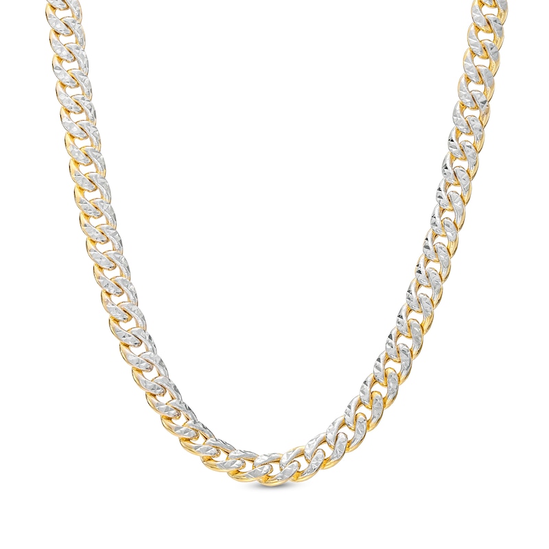 Italian Brilliance™ Diamond-Cut 10.0mm Semi-Solid Cuban Curb Chain Necklace in 14K Two-Tone Gold – 22"