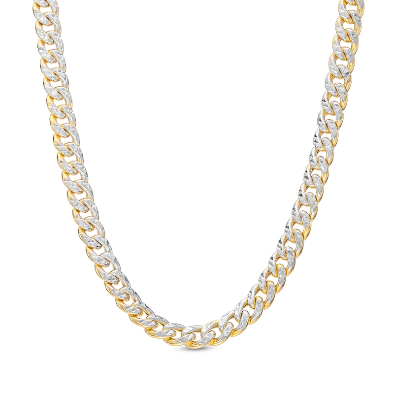 Oro Diamante™ Diamond-Cut 10.0mm Cuban Curb Chain Necklace in Hollow 14K Two-Tone Gold – 22"|Peoples Jewellers