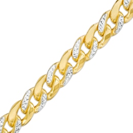Italian Brilliance™ Diamond-Cut 7.8mm Cuban Curb Chain Bracelet in Hollow 14K Two-Tone Gold – 8.5&quot;