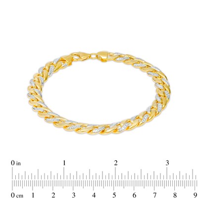 Diamond-Cut 7.8mm Cuban Curb Chain Bracelet in Hollow 14K Two-Tone Gold – 8.5"