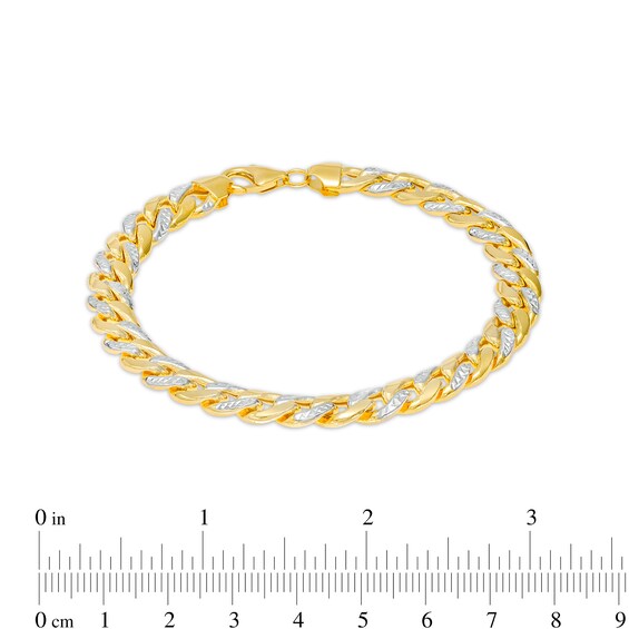 Diamond-Cut 7.8mm Cuban Curb Chain Bracelet in Hollow 14K Two-Tone Gold – 8.5"