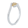 Thumbnail Image 1 of 0.15 CT. T.W. Diamond Flower Curved Bypass Ring in 10K Two-Tone Gold