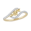 Thumbnail Image 0 of 0.15 CT. T.W. Diamond Flower Curved Bypass Ring in 10K Gold