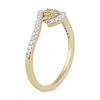 Thumbnail Image 1 of 0.15 CT. T.W. Diamond Flower Curved Bypass Ring in 10K Gold