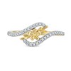 Thumbnail Image 2 of 0.15 CT. T.W. Diamond Flower Curved Bypass Ring in 10K Gold