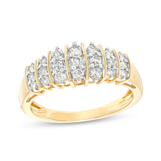 0.50 CT. T.W. Diamond Column Band in 10K Gold