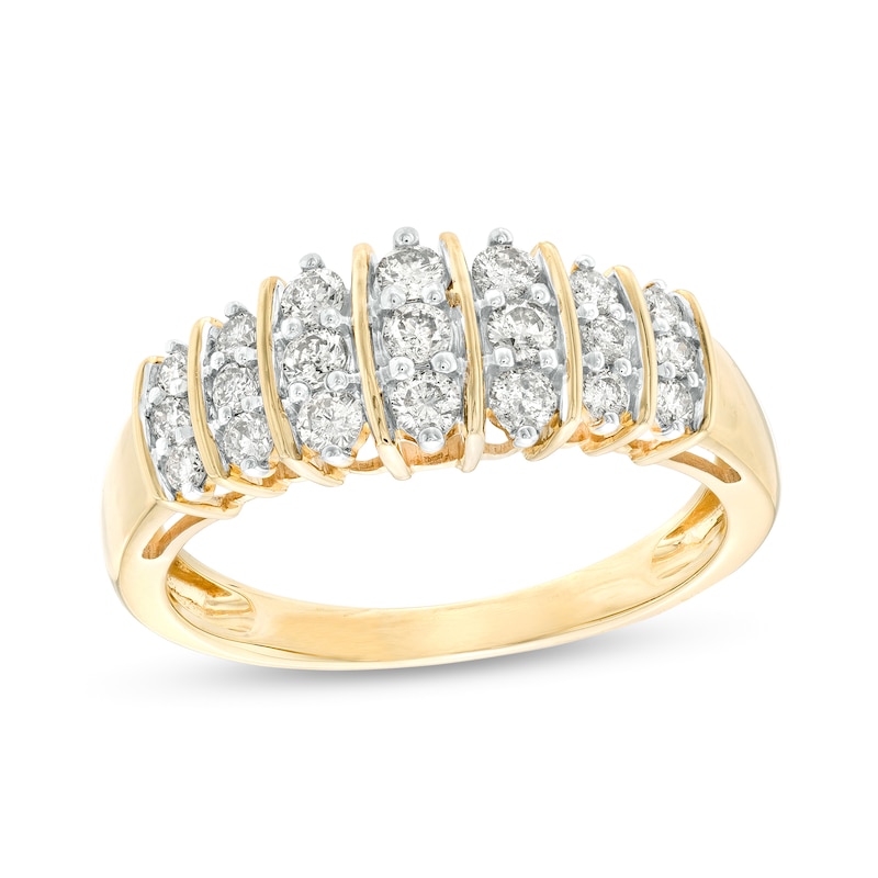 0.50 CT. T.W. Diamond Column Band in 10K Gold