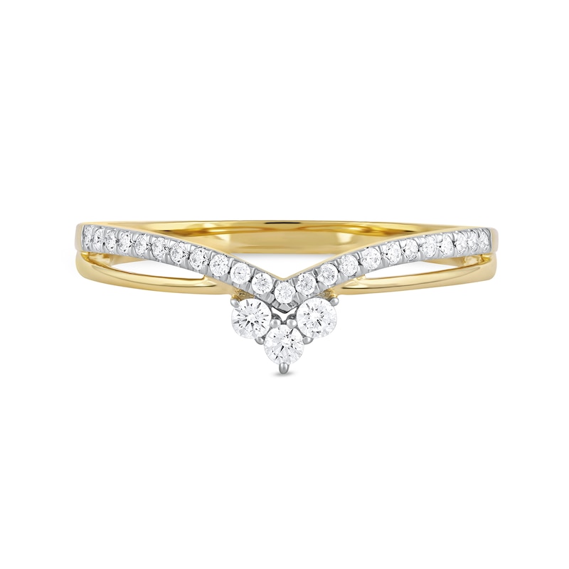 0.20 CT. T.W. Diamond Chevron Split Shank Ring in 10K Gold