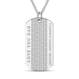 Men's Engravable Tire Tread Pattern Dog Tag Pendant (2 Lines)