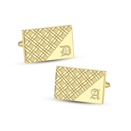 Men's Engravable Mismatch Plaid Cuff Links (2 Initials)