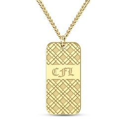 Men's Engravable Plaid Pattern Dog Tag Pendant (1 Line)