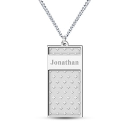 Men's Engravable Clover Pattern Dog Tag Pendant (1 Line)