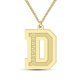 Men's Engravable Initial Pendant (1 Initial and 1 Line)