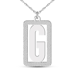 Textured Rectangular Border Letter Pendant (1 Initial)
