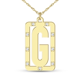 0.09 CT. T.W. Diamond Rectangular Border Letter Pendant (1 Initial)