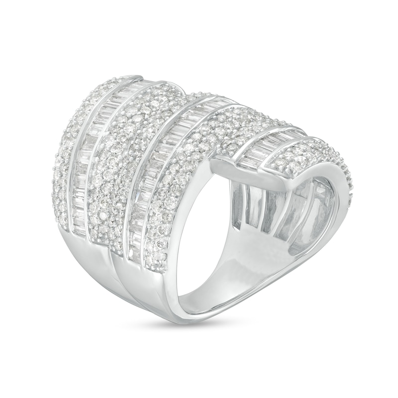 Main Image 3 of 3.00 CT. T.W. Diamond Bypass Multi-Row Ring in 10K White Gold