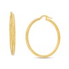 35.0mm Diamond-Cut Glitter Tube Hoop Earrings in 14K Gold