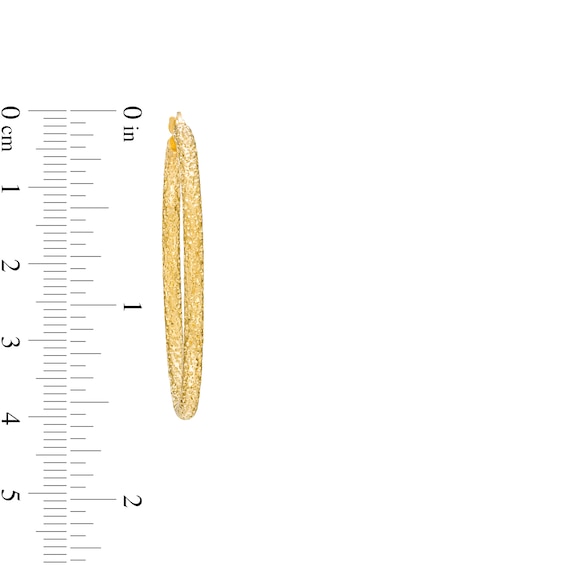 35.0mm Diamond-Cut Glitter Tube Hoop Earrings in 14K Gold