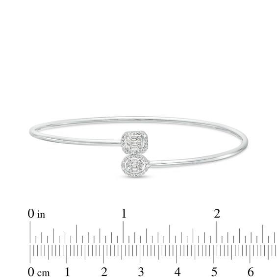 0.25 CT. T.W. Baguette and Oval-Shaped Multi-Diamond Frame Overlapping Bangle in 10K White Gold