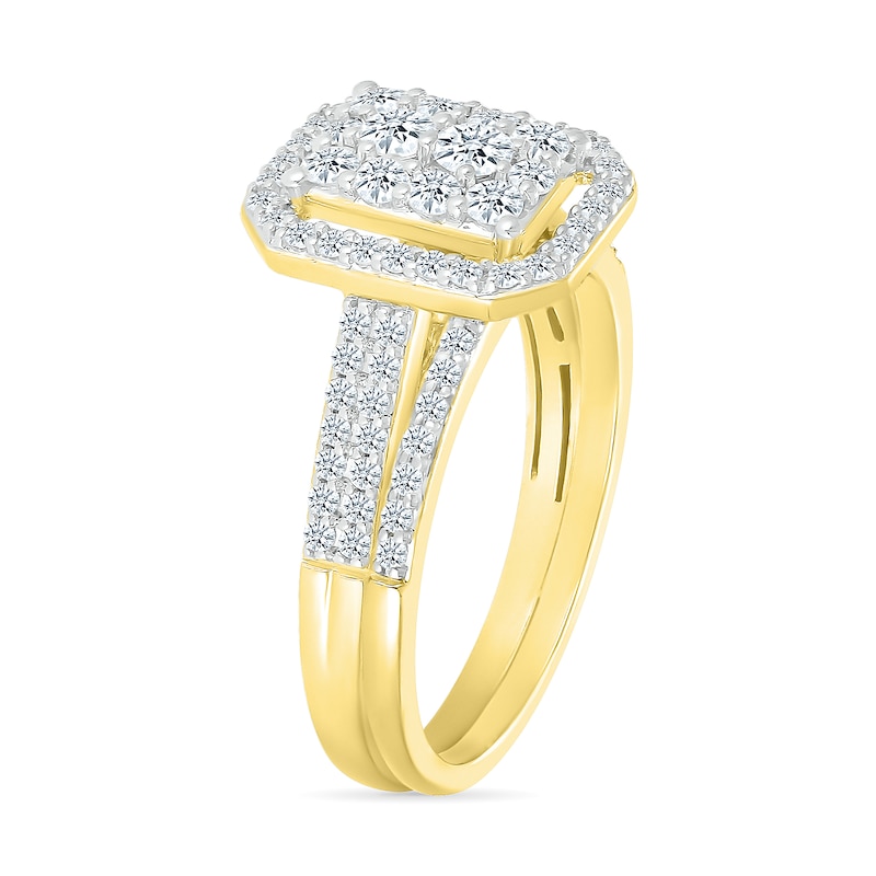 Main Image 2 of 0.95 CT. T.W. Octagonal-Shaped Multi-Diamond Frame Bridal Set in 10K Gold