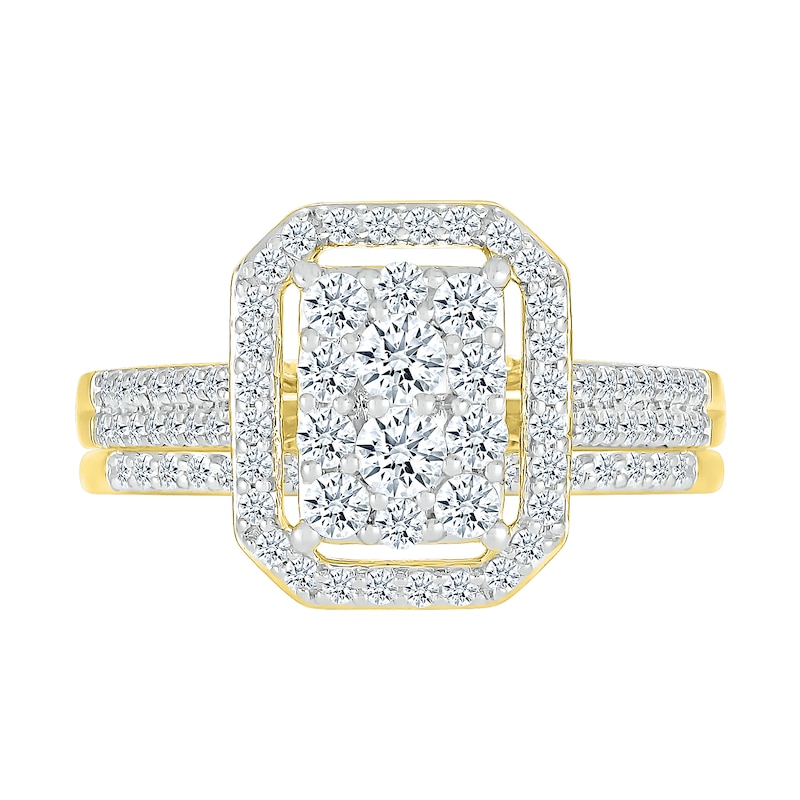 Main Image 3 of 0.95 CT. T.W. Octagonal-Shaped Multi-Diamond Frame Bridal Set in 10K Gold