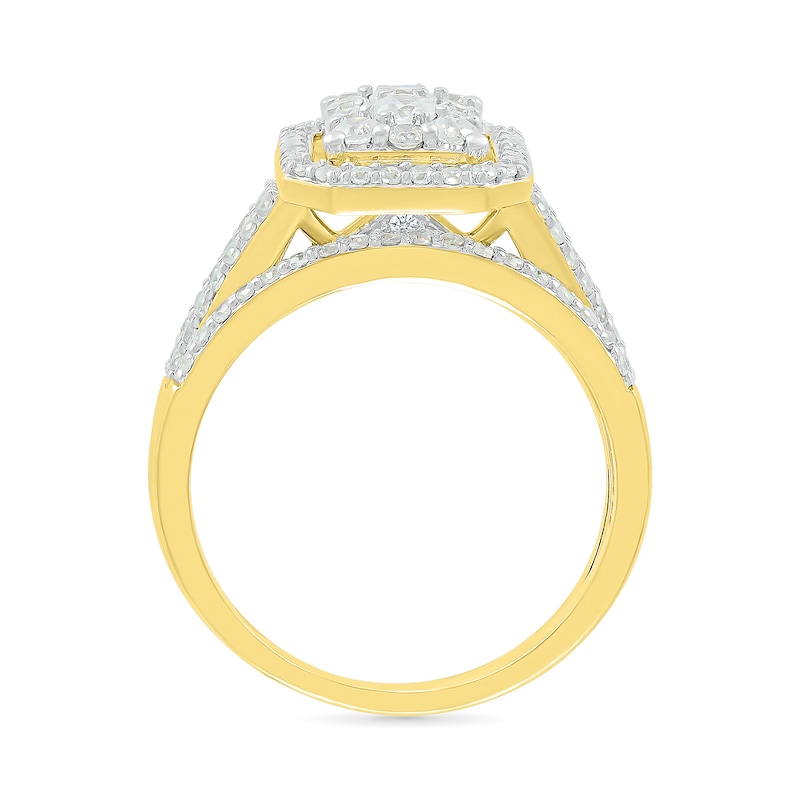 Main Image 4 of 0.95 CT. T.W. Octagonal-Shaped Multi-Diamond Frame Bridal Set in 10K Gold