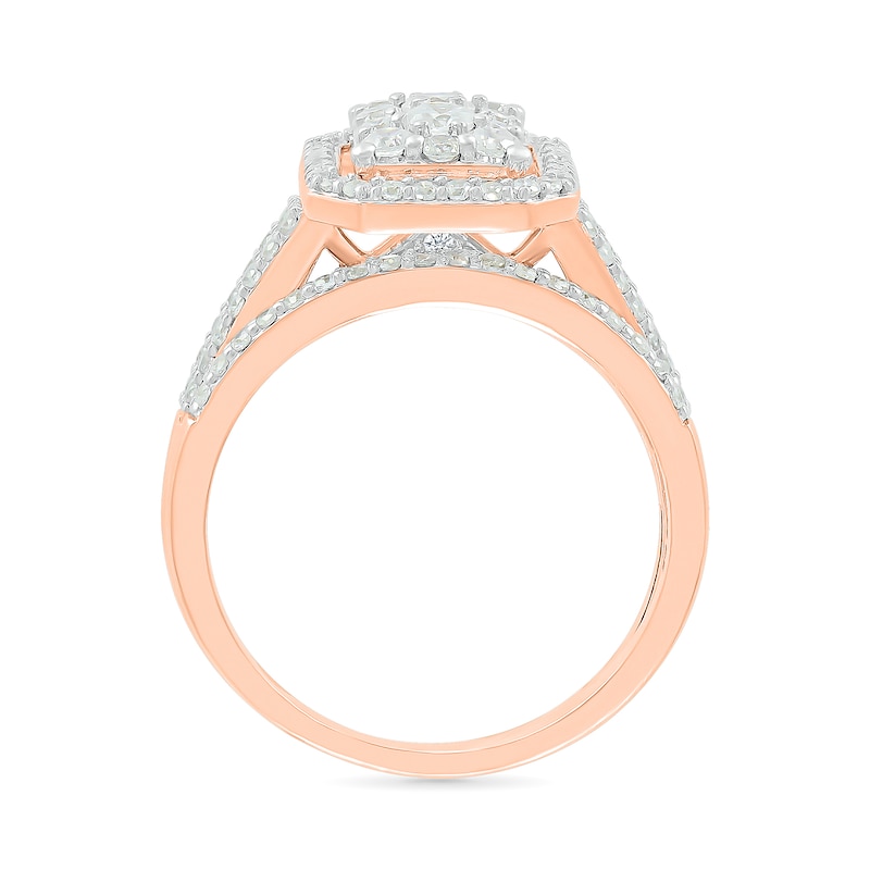 Main Image 4 of 0.95 CT. T.W. Octagonal-Shaped Multi-Diamond Frame Bridal Set in 10K Rose Gold