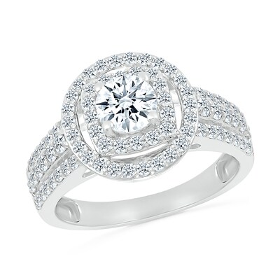 1.45 CT. T.W. Diamond Double Frame Triple Row Bridal Set in 10K Gold