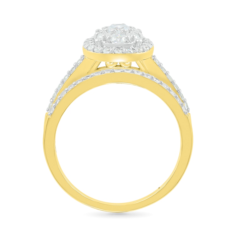 0.96 CT. T.W. Oval-Shaped Multi-Diamond Frame Bridal Set in 10K Gold